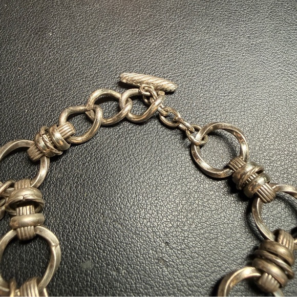 Vintage BRIGHTON Cherish Two-Tone Charm Bracelet Reversible Silver Plate Size 7" - Picture 3 of 11